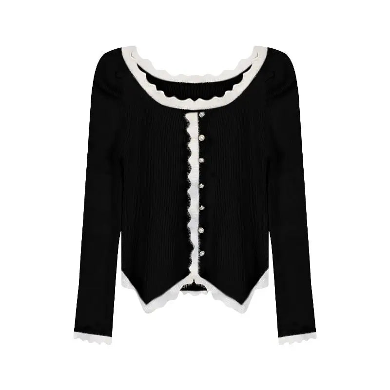 Y2K Temperament Women Cardigan Tops 2025 Ropa Mujer Pull Femme Knitted Tunic Sweater Coat Ruffles Chic Sweet Sueter