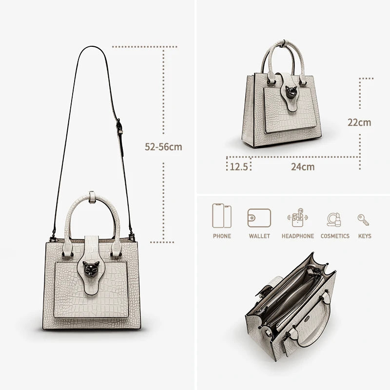 NEW WOMEN'S HANDBAGS BUSINESS LADY GENUINE LEATHER ORIGINAL LUXURY BRAND DESIGNER OFFICE FEMALE BAGS CROSSBODY CAT PURSE