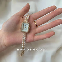 Pearl Bracelet New Vintage Watch Small Round Watch Luxury Fashionable Women's Watch Party Jewelry