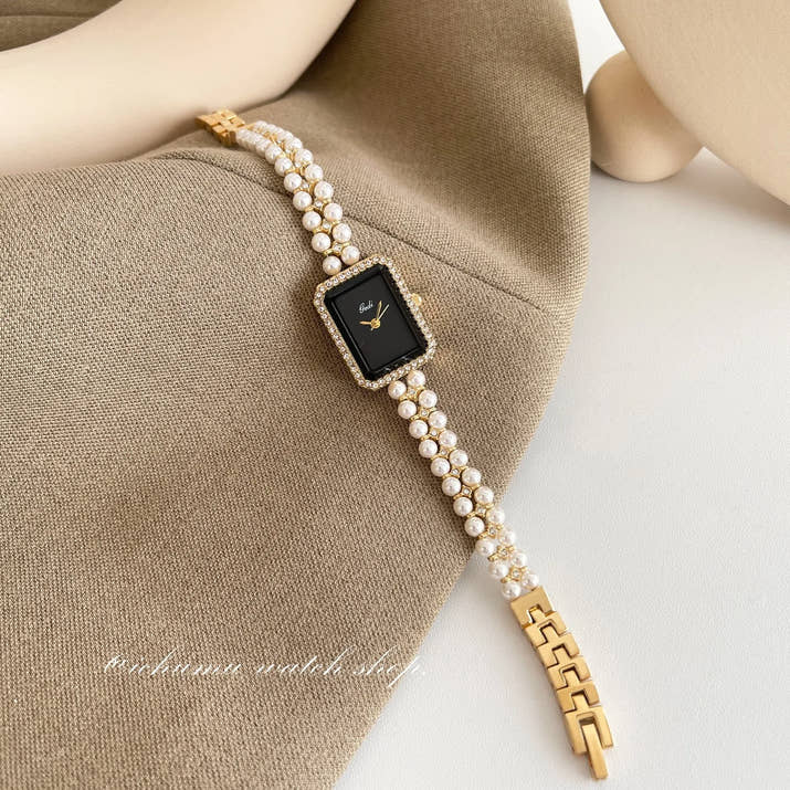 Pearl Bracelet New Vintage Watch Small Round Watch Luxury Fashionable Women's Watch Party Jewelry