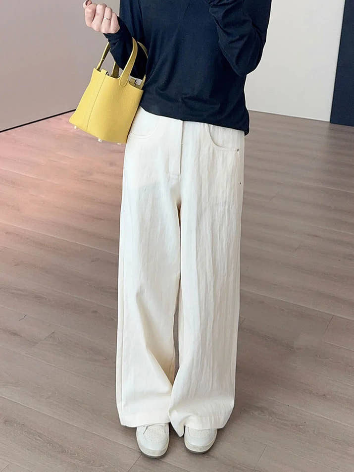 Women's Jeans Korean Casual Wide Leg Jeans Cotton Pants Straight Leg Pants