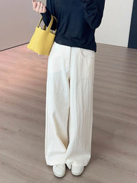 Women's Jeans Korean Casual Wide Leg Jeans Cotton Pants Straight Leg Pants
