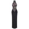High Quality Summer Europe O-Neck Sexy Maxi Dresses for Women Sleeveless Hollow Out Backless Lace Dress
