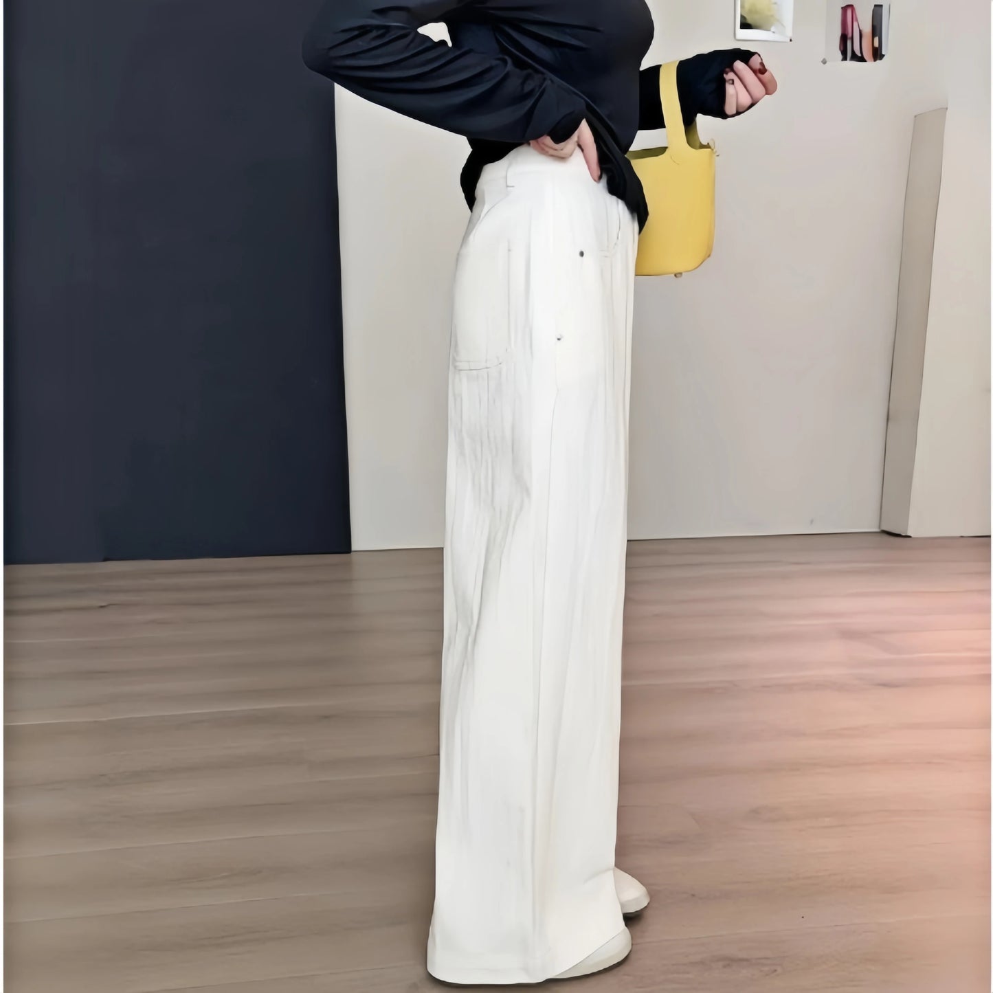 Women's Jeans Korean Casual Wide Leg Jeans Cotton Pants Straight Leg Pants