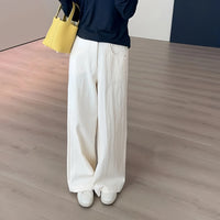 Women's Jeans Korean Casual Wide Leg Jeans Cotton Pants Straight Leg Pants