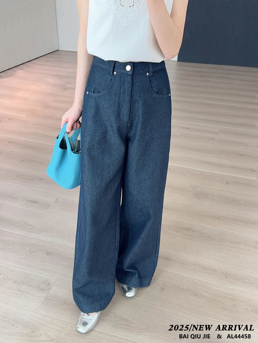 Women's Jeans Korean Casual Wide Leg Jeans Cotton Pants Straight Leg Pants