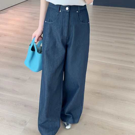 Women's Jeans Korean Casual Wide Leg Jeans Cotton Pants Straight Leg Pants