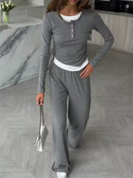Muzuleva Long Sleeved Long Pants Pajama Set Spring New Comfortable Loose Home Clothes Women's casual Wear Two Piece Pajamas