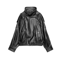 Retro Street Leather Jackets Women Loose Lapel Zipper Long Sleeves Pockets Lace Up Pu Coats Female 2025 Autumn New Chic Outwears