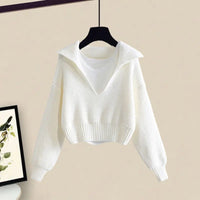 Oversized Women's Autumn Set New Fashion Slim and Versatile Strap Sweater Half Skirt Three Piece Set Fashion