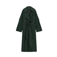 Elegant Lapel Long Windbreakers Women Patchwork Double Breasted Lace Up Oversize Trench Coat 2025 Autumn Street Lady Outerwears