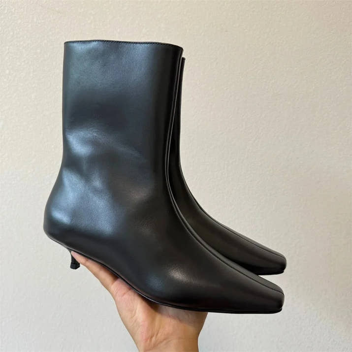 FEDONAS 2025 New Genuine Leather Ankle Boots For Women Kitten High Heels Pumps Leather Elegant Fashion Street Short Boots Shoes