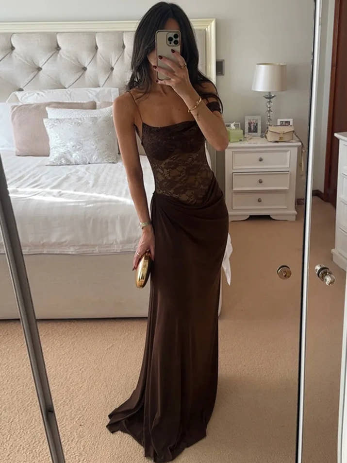 Mozision One Shoulder Lace See Through Sexy Maxi Dress Women Gown Fashion Off-shoulder Sleeveless Backless Club Long Dresses