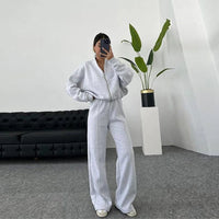 Tracksuit Suits Women's Sportswear 2-piece Retro Zipper Bomber Jacket Sweatshirt High-waisted Women's Loose Velvet Pants Suit