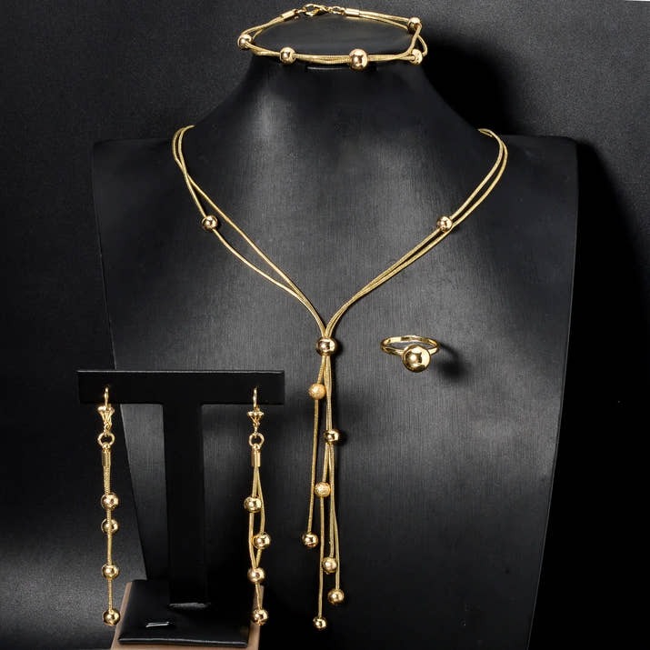 Diana baby Fashion jewelry Dubai 14k Gold Plated Ball Wedding Bride jewelry Sets For Women Necklace Pendant Flower Bracelets