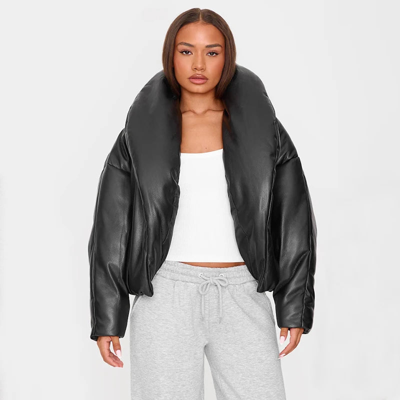 Solid Cotton Women Coat Full Sleeve Pocket Lady Jacket 2025 Autumn Winter Fashion Lapel Single Breasted Thicken Female Outwear