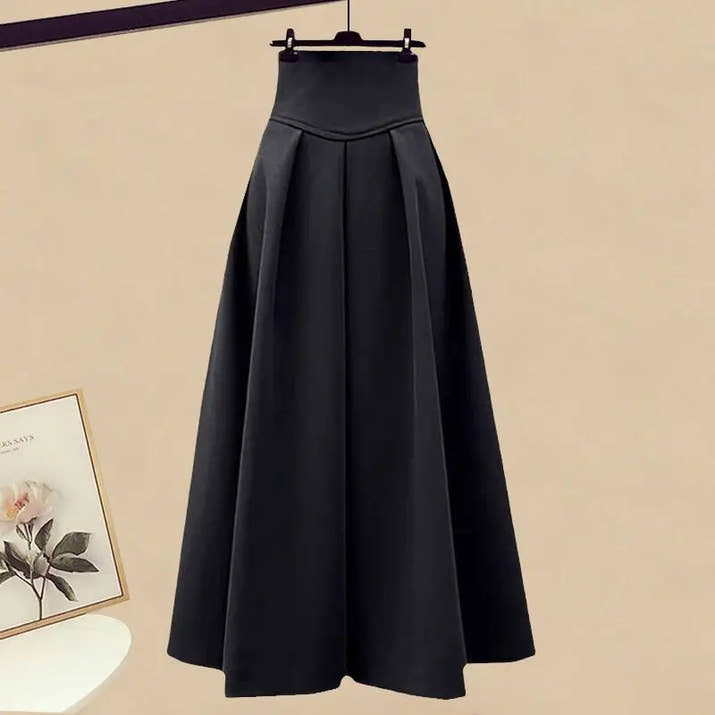 Women Spring Autumn Two Pieces Sets Korean Long Sleeve Pullover Knitted Sweater And Pleated skirt Long Suit