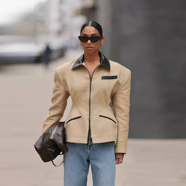 Leather Lapel Collar Double-head Zipper Short Jacket Casual High Street Style Coat 2025 Autumn Fashion Women's Clothing