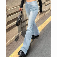 2025 Lady Vintage High Waist Flared Jeans Girls Stretchy Bootcut Denim Pants Women Slimming Thin Bell Bottoms Casual Trousers