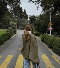 ETJ 2025   new women's suede texture effect Loose version of fashion lapel shoulder bomber jacket