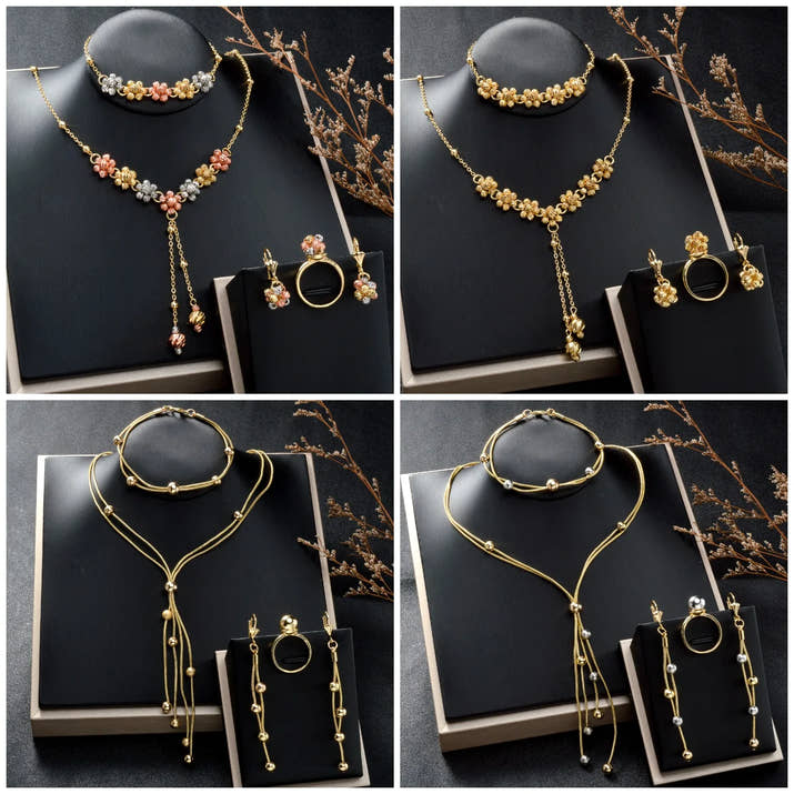 Diana baby Fashion jewelry Dubai 14k Gold Plated Ball Wedding Bride jewelry Sets For Women Necklace Pendant Flower Bracelets