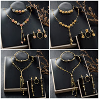 Diana baby Fashion jewelry Dubai 14k Gold Plated Ball Wedding Bride jewelry Sets For Women Necklace Pendant Flower Bracelets