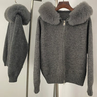 OFTBUY Hooded Oversized Cardigan Women 2025 Autumn Faux Fur Sweater Female Solid Fake Fur Knitting Coat Fashion Loose Knitwear