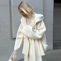 Hooded Lace Up Faux Fur Coats Women Luxury Long Sleeve Slim Solid Autumn Winter Coat New Bomber Jacket Fashion Ladies Outerwears