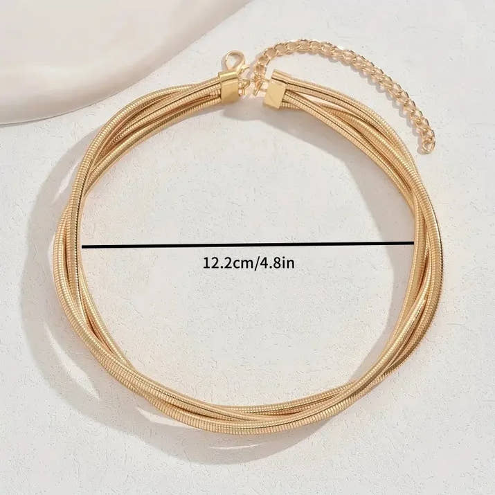 New Punk Style Gold Color Multilayer Wrap Necklace for Women Fashion Simple Design, Trendy Holiday Party Jewelry Accessory