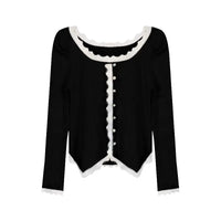 Y2K Temperament Women Cardigan Tops 2025 Ropa Mujer Pull Femme  Knitted Tunic Sweater Coat Ruffles Chic Sweet Sueter