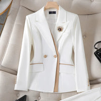 S-4XL PinK White Women Blazer and Pant Suit Office Ladies Business Work Wear 2 Piece Set Female Long Sleeve Jacket And Trouser