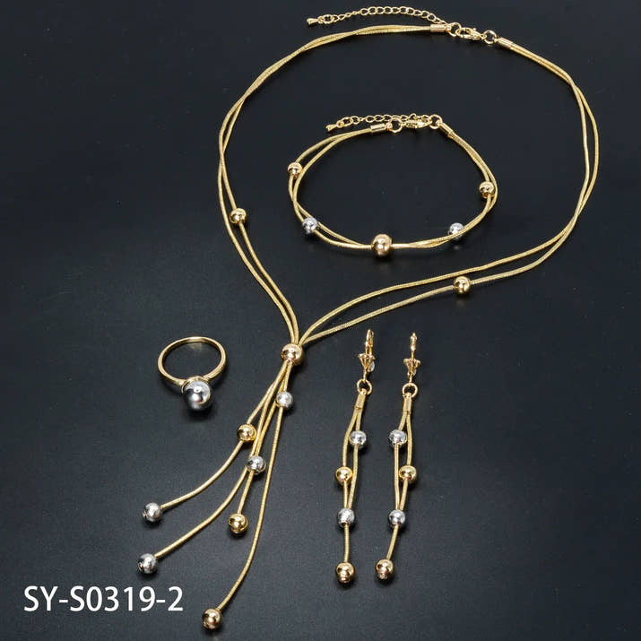 Diana baby Fashion jewelry Dubai 14k Gold Plated Ball Wedding Bride jewelry Sets For Women Necklace Pendant Flower Bracelets