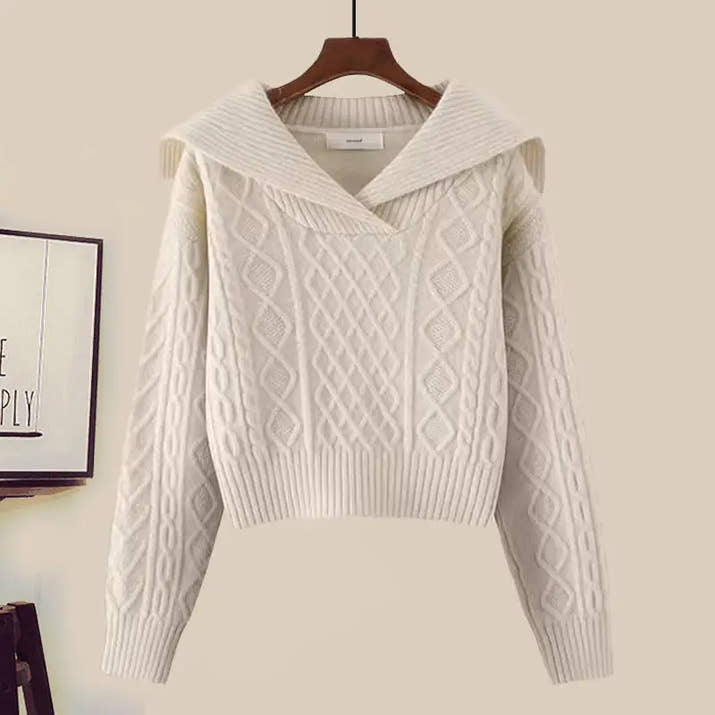 Big Size Women's Autumn Suit New Style Sweater Skirt Two-piece Set Regular Fit Vestidos De Dos Piezas Mujer Elegantes