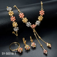 Diana baby Fashion jewelry Dubai 14k Gold Plated Ball Wedding Bride jewelry Sets For Women Necklace Pendant Flower Bracelets