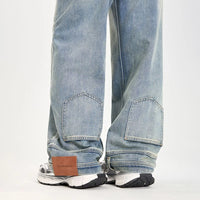 FINEWORDS Vintage Unique Design High Waist Wide Leg Jeans Streetwear Loose Jeans Easymatch Korean Full Length Denim Pants