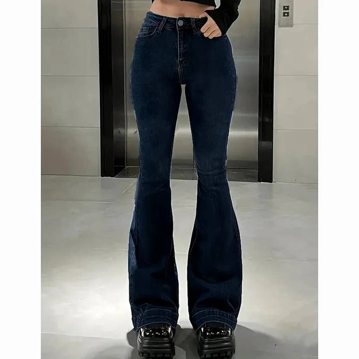 2025 Lady Vintage High Waist Flared Jeans Girls Stretchy Bootcut Denim Pants Women Slimming Thin Bell Bottoms Casual Trousers