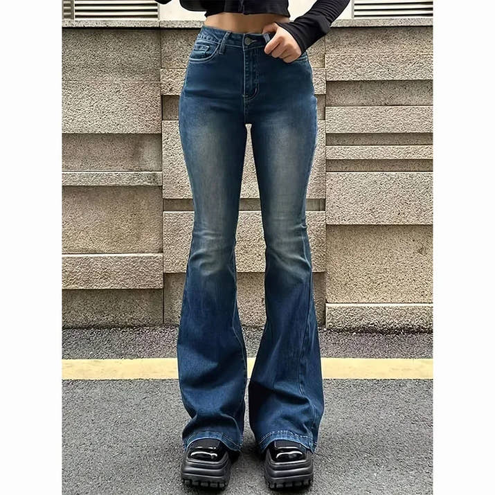 2025 Lady Vintage High Waist Flared Jeans Girls Stretchy Bootcut Denim Pants Women Slimming Thin Bell Bottoms Casual Trousers