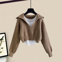 Oversized Women's Autumn Set New Fashion Slim and Versatile Strap Sweater Half Skirt Three Piece Set Fashion