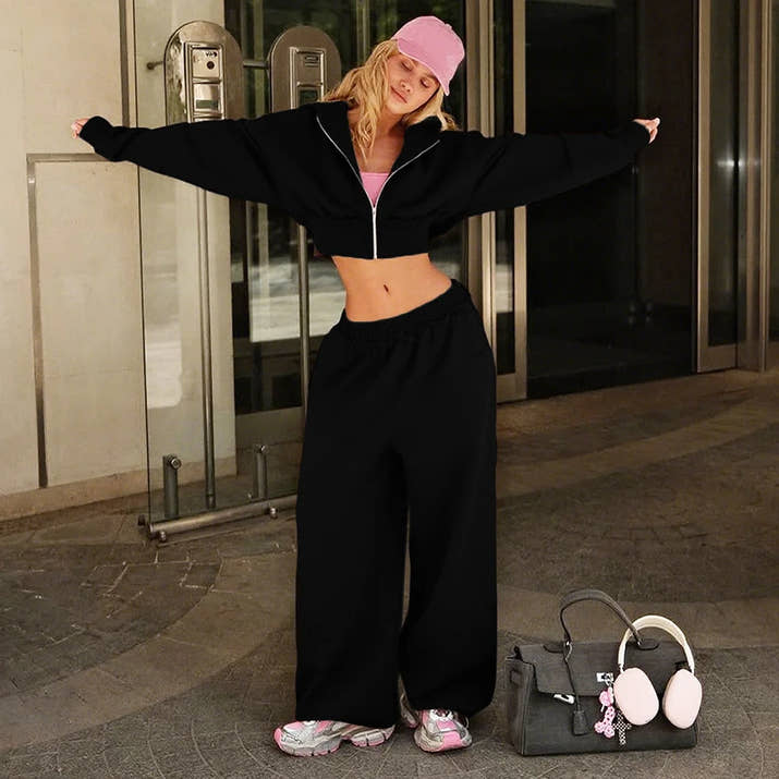 Autumn Women's Tracksuit with Zipper and Trousers Gary Casual Two Piece Set Women Casual Yellow Pant Sports Suit with A Hood