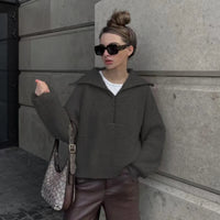2025 Autumn/Winter Fashion Casual Solid Color Warm Fashion Knitted Women's Zipper Collar Sweater