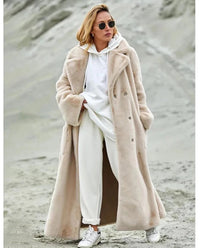 2025 Autumn and Winter Thick Long Suit Collar Imitation Mink Fur Coat Furry Integrated Faux Fur Windbreaker for Women