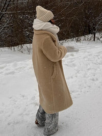 Women Long Coat Turn Down Collar Full Sleeve Thick Warm Y2k Streetwear Elegant Jackets Open Stith Autumn Winter 2025