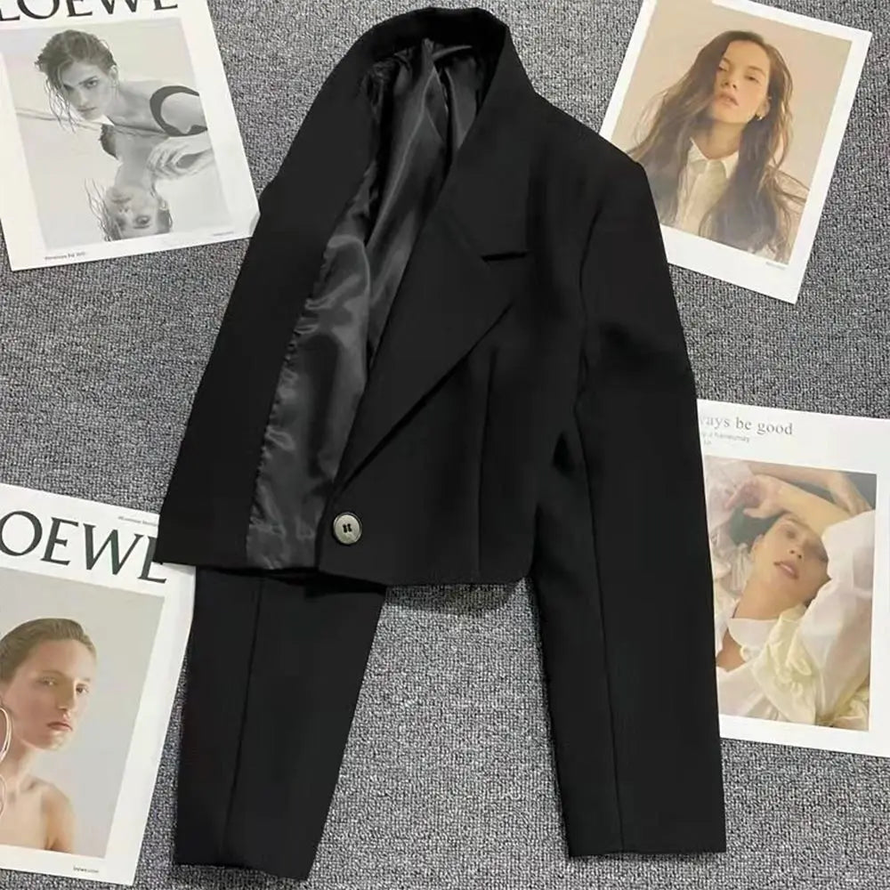 Autumn Winter Fashion Women's Blazer Korean Style Office Cropped Blazers Spring Women All-Match Street Long Sleeve Suit Jacket