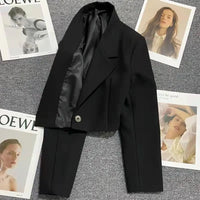 Autumn Winter Fashion Women's Blazer Korean Style Office Cropped Blazers Spring Women All-Match Street Long Sleeve Suit Jacket
