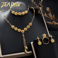 Diana baby Fashion jewelry Dubai 14k Gold Plated Ball Wedding Bride jewelry Sets For Women Necklace Pendant Flower Bracelets