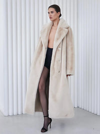 2025 Autumn and Winter Thick Long Suit Collar Imitation Mink Fur Coat Furry Integrated Faux Fur Windbreaker for Women