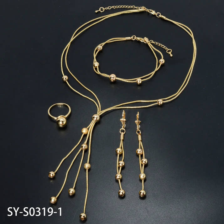 Diana baby Fashion jewelry Dubai 14k Gold Plated Ball Wedding Bride jewelry Sets For Women Necklace Pendant Flower Bracelets