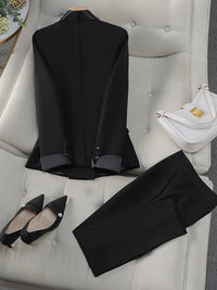 Elegant Red Black Women Pant Suit Office Ladies Female Business Work Wear 2 Piece Set Formal Blazer Jacket And Trouser Women3354