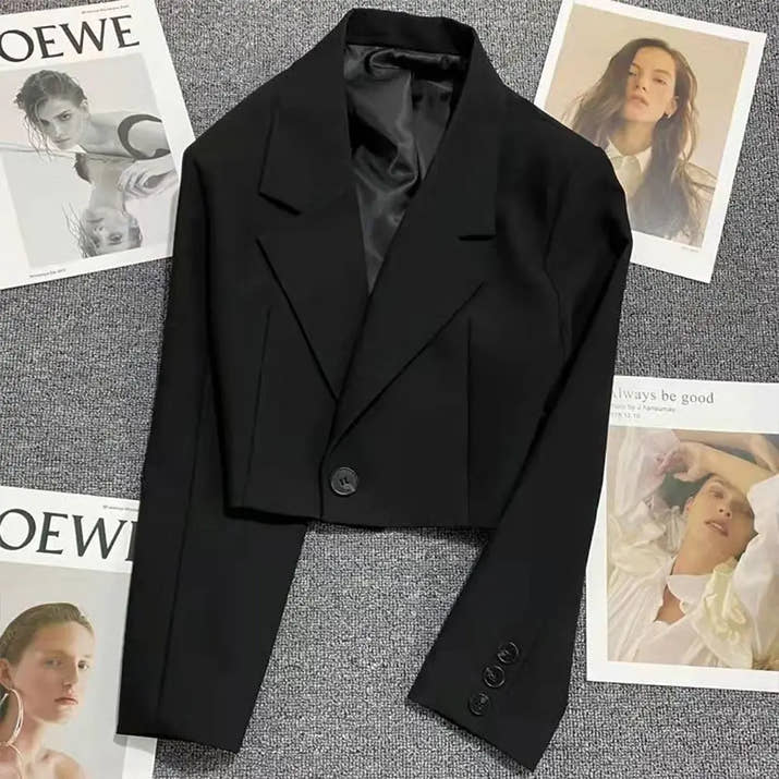 Autumn Winter Fashion Women's Blazer Korean Style Office Cropped Blazers Spring Women All-Match Street Long Sleeve Suit Jacket