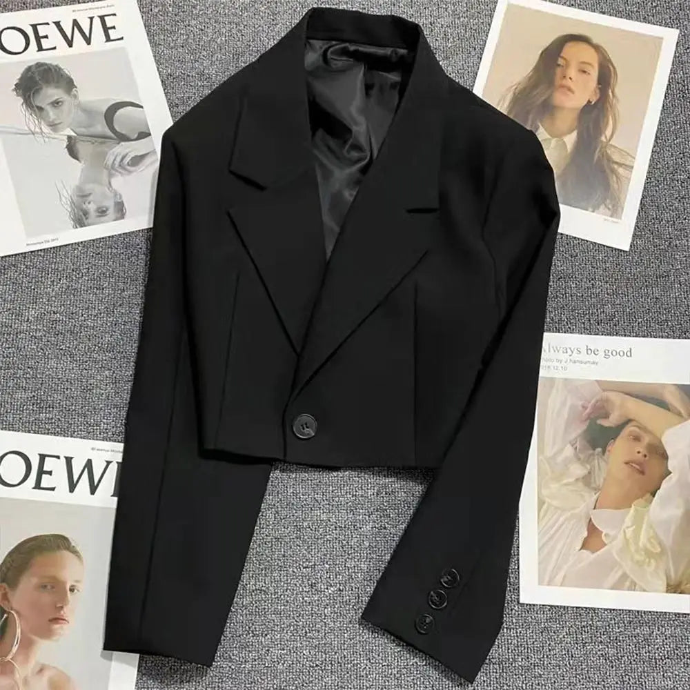 Autumn Winter Fashion Women's Blazer Korean Style Office Cropped Blazers Spring Women All-Match Street Long Sleeve Suit Jacket